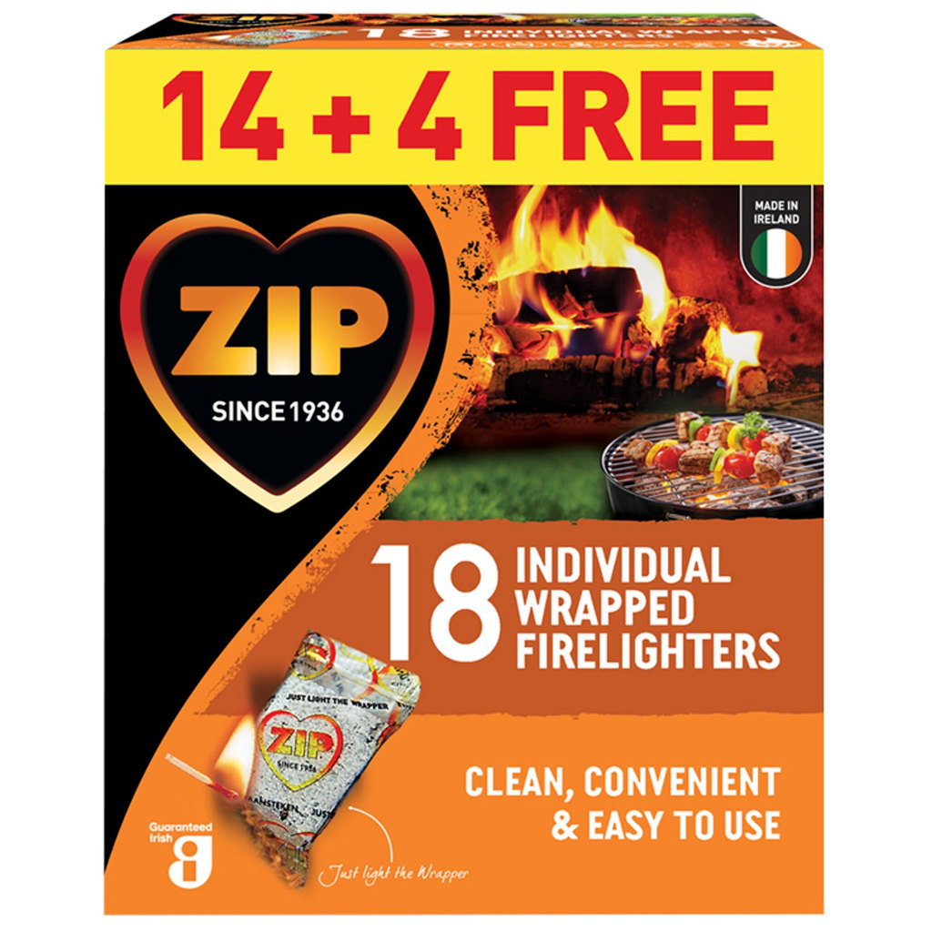 ZIP Firelighters Individually Wrapped, 18pk