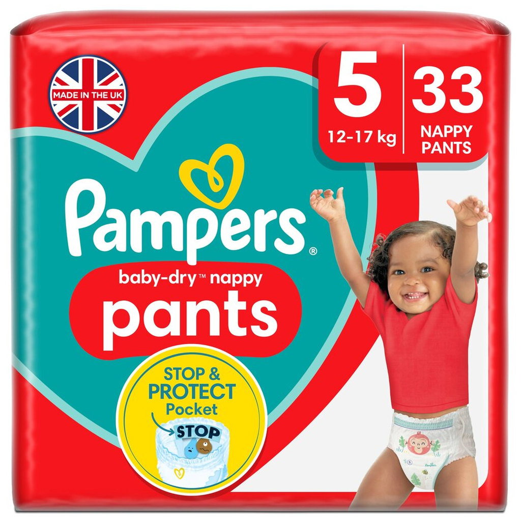 Pampers Baby Dry Pants Essential Pack Size 5 Nappies, 33pk