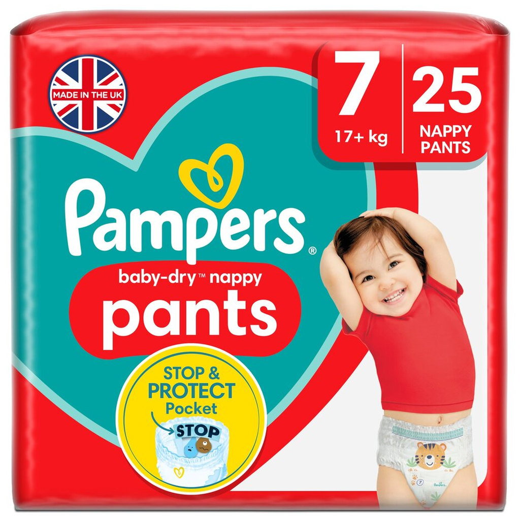 Pampers Baby Dry Pants Essential Pack Size 7 Nappies, 25pk