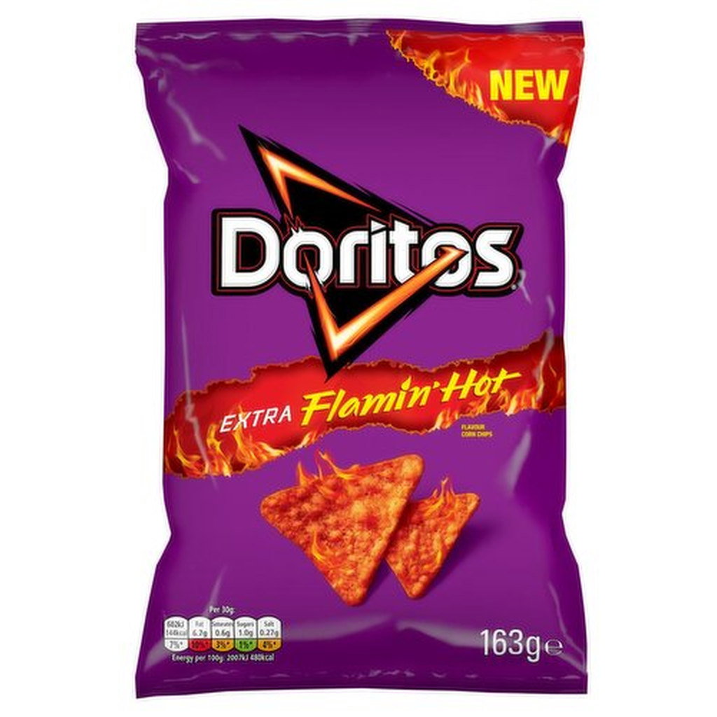 Doritos Extra Flamin Hot, Corn Chip Crisps, 163g