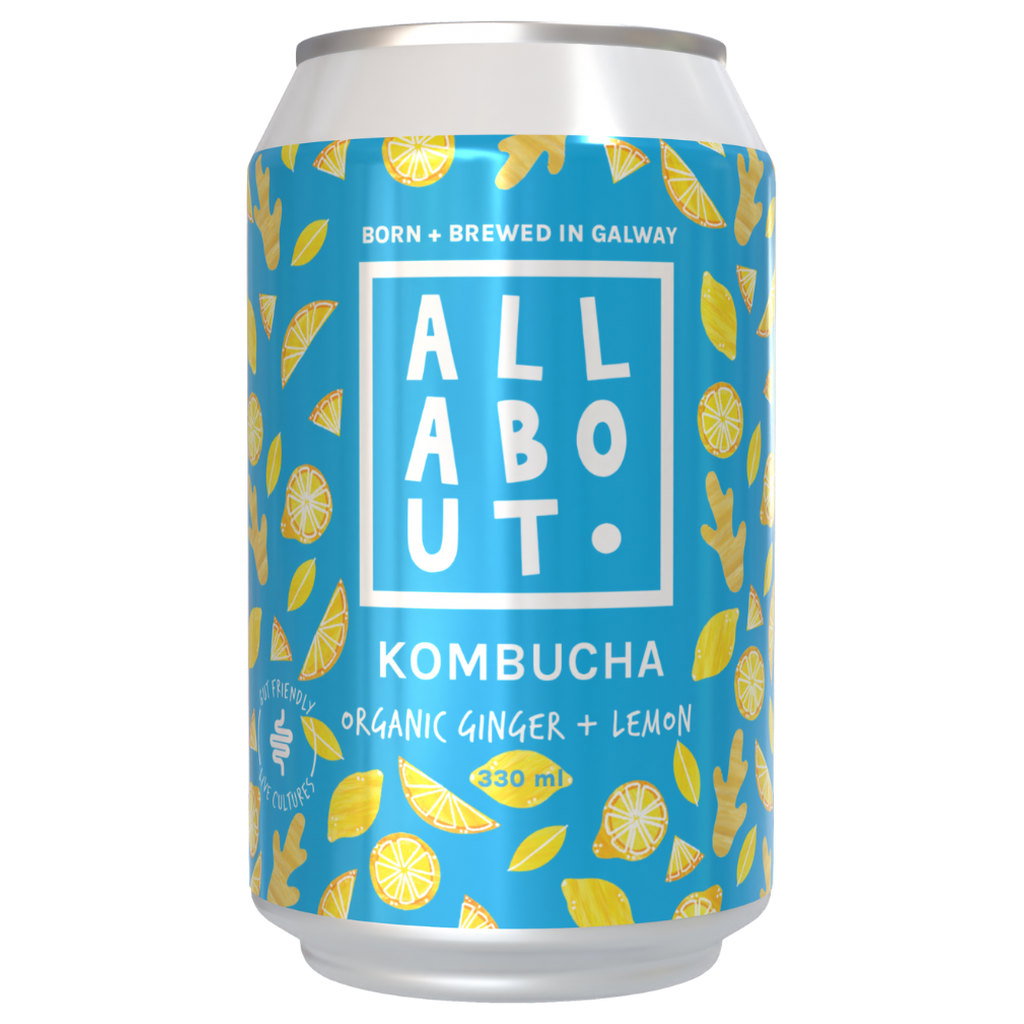 All About Kombucha Ginger & Lemon Can, 330ml