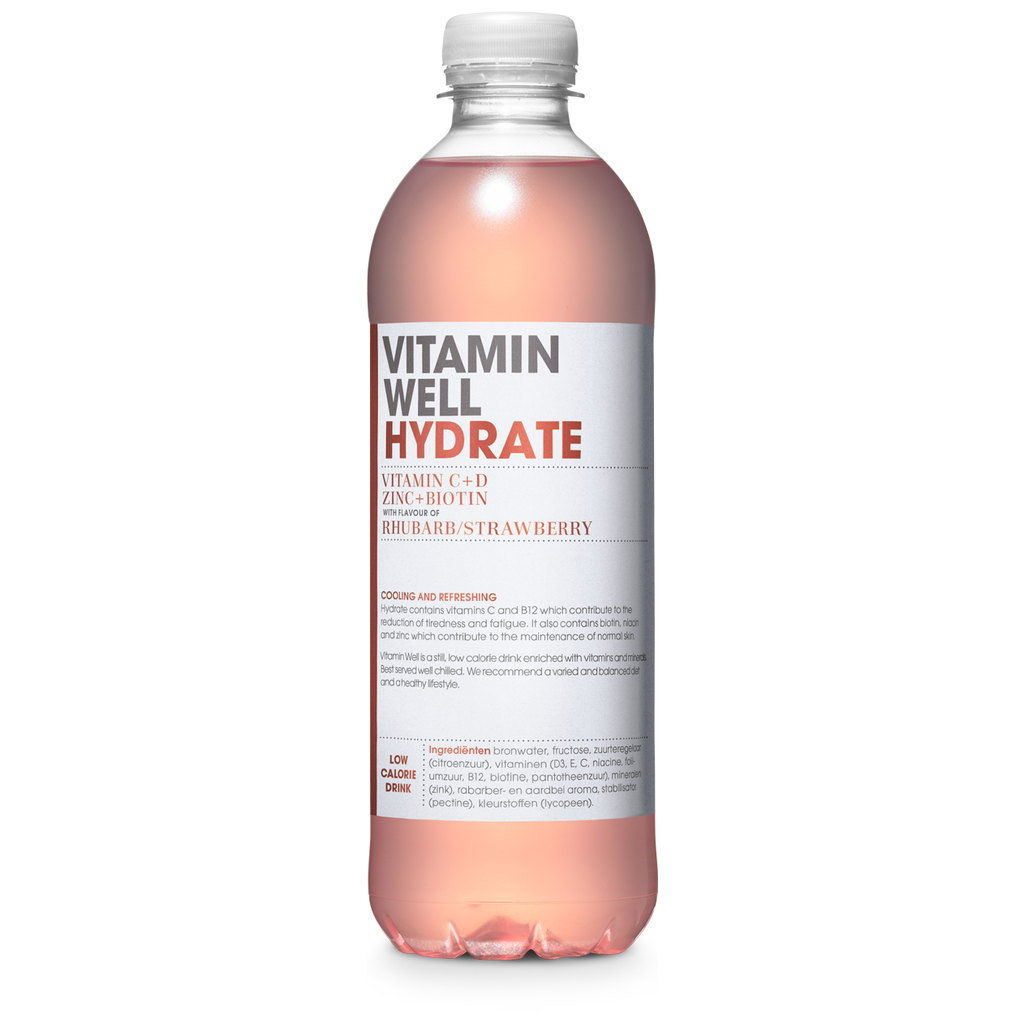 Vitamin Well Hydrate, Rhubarb & Strawberry, 500ml