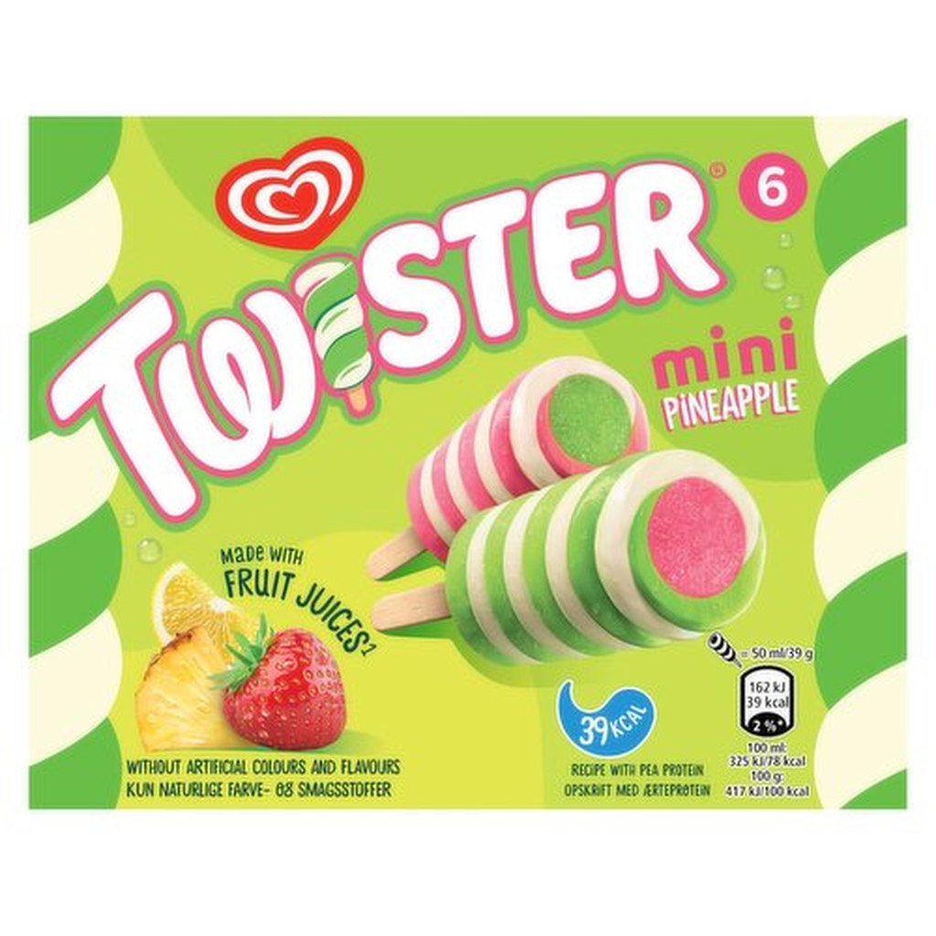 Wall's Twister Mini Pineapple Ice Cream Lollies, 6 x 50ml