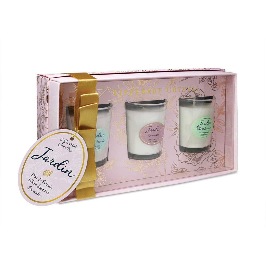 Jardin Collection Set 3 Mini Candles - Pear & freesia, lavender and white jasmine (Tipperary Crystal)