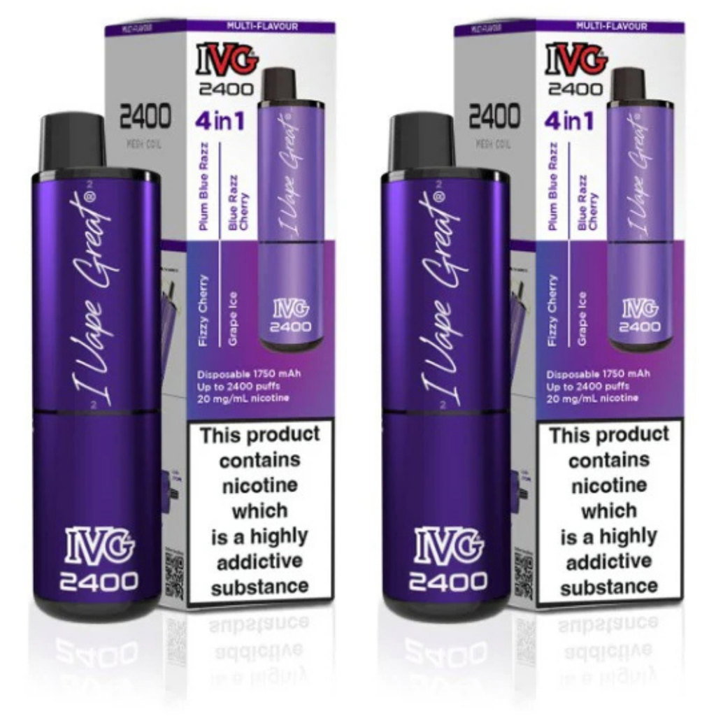 IVG 2400 4 In 1 Multi Flavour Purple Edition Vape 20mg, 2pk