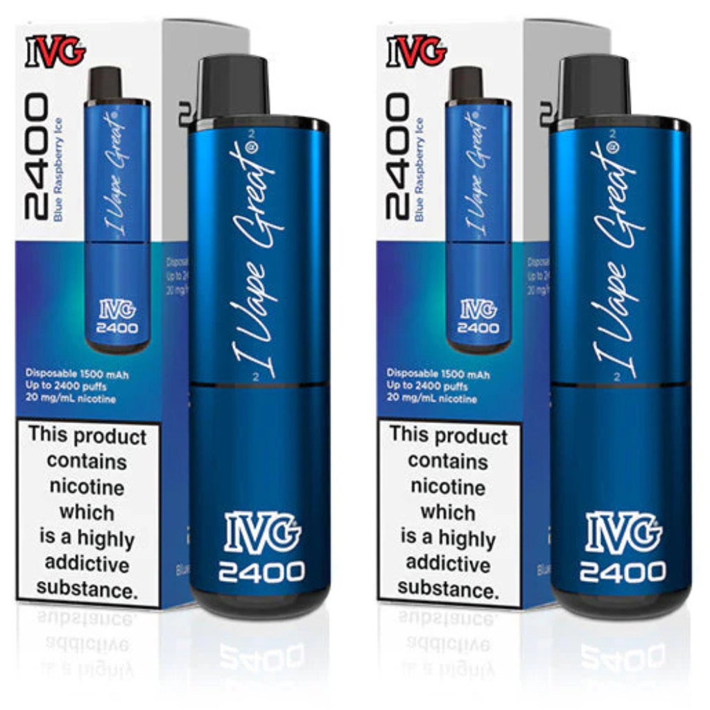 IVG 2400 Blue Raspberry Ice Vape 20mg, 2pk