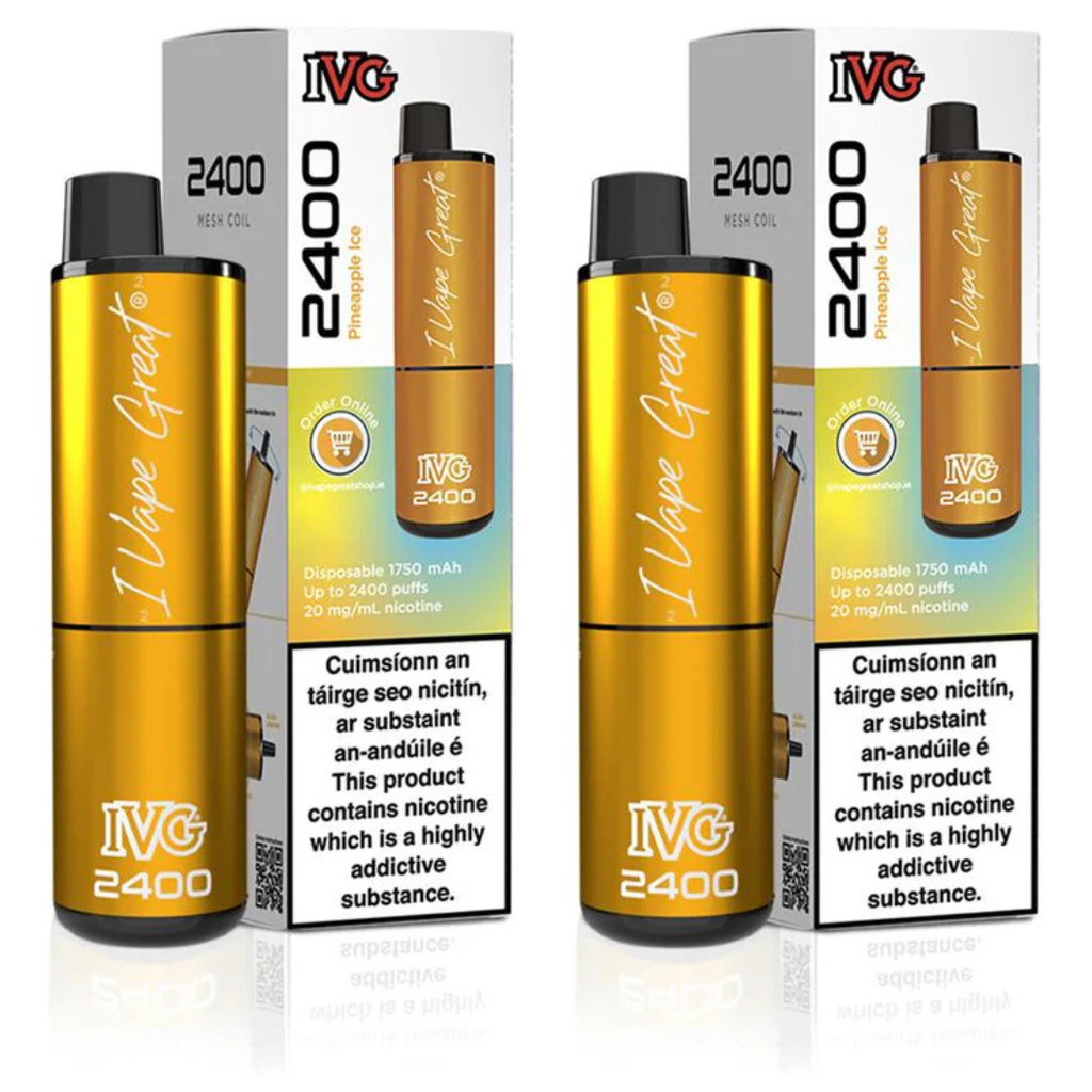 IVG 2400 Pineapple Ice Vape 20mg, 2pk