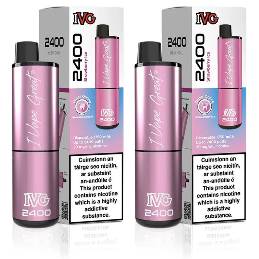 IVG 2400 Strawberry Ice Vape 20mg, 2pk