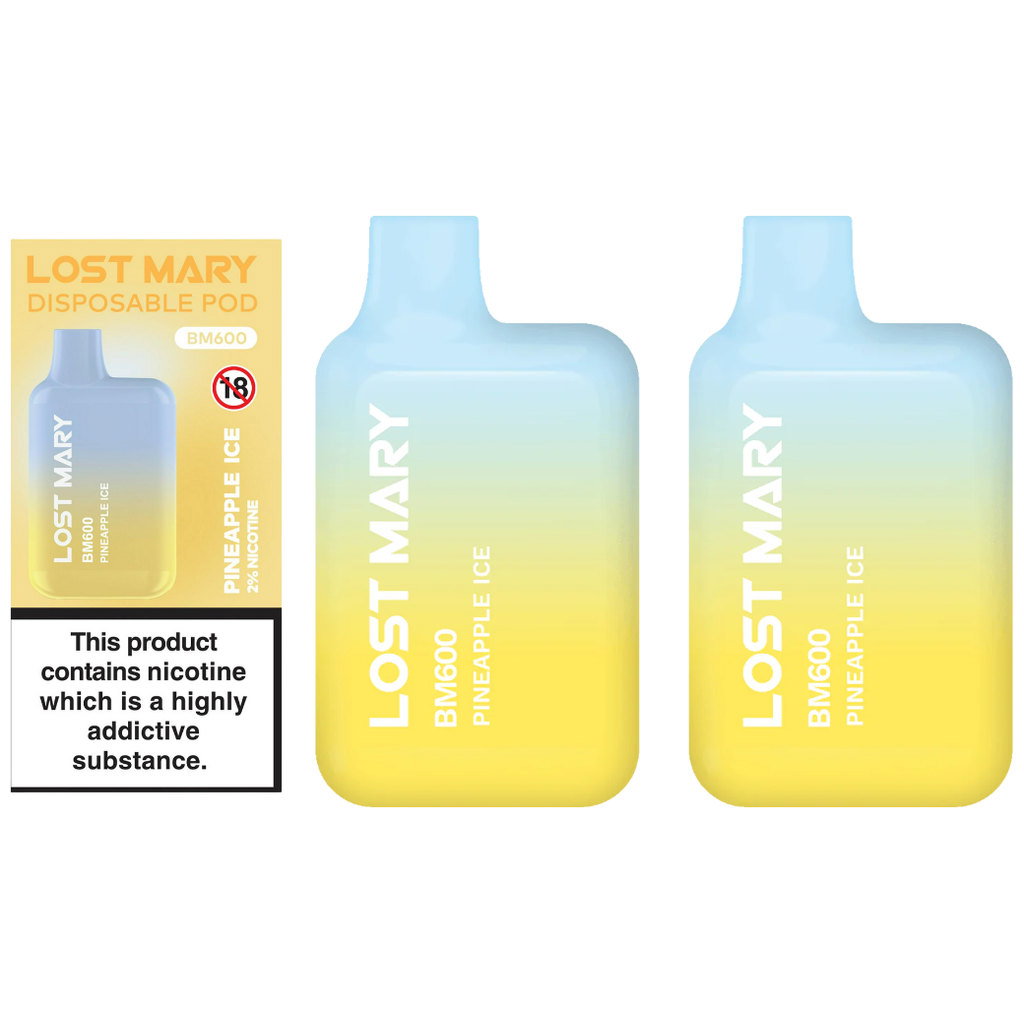 Lost Mary BM600 Pineapple Ice Vape 20mg, 2pk
