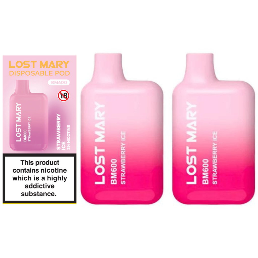 Lost Mary BM600 Strawberry Ice Vape 20mg, 2pk