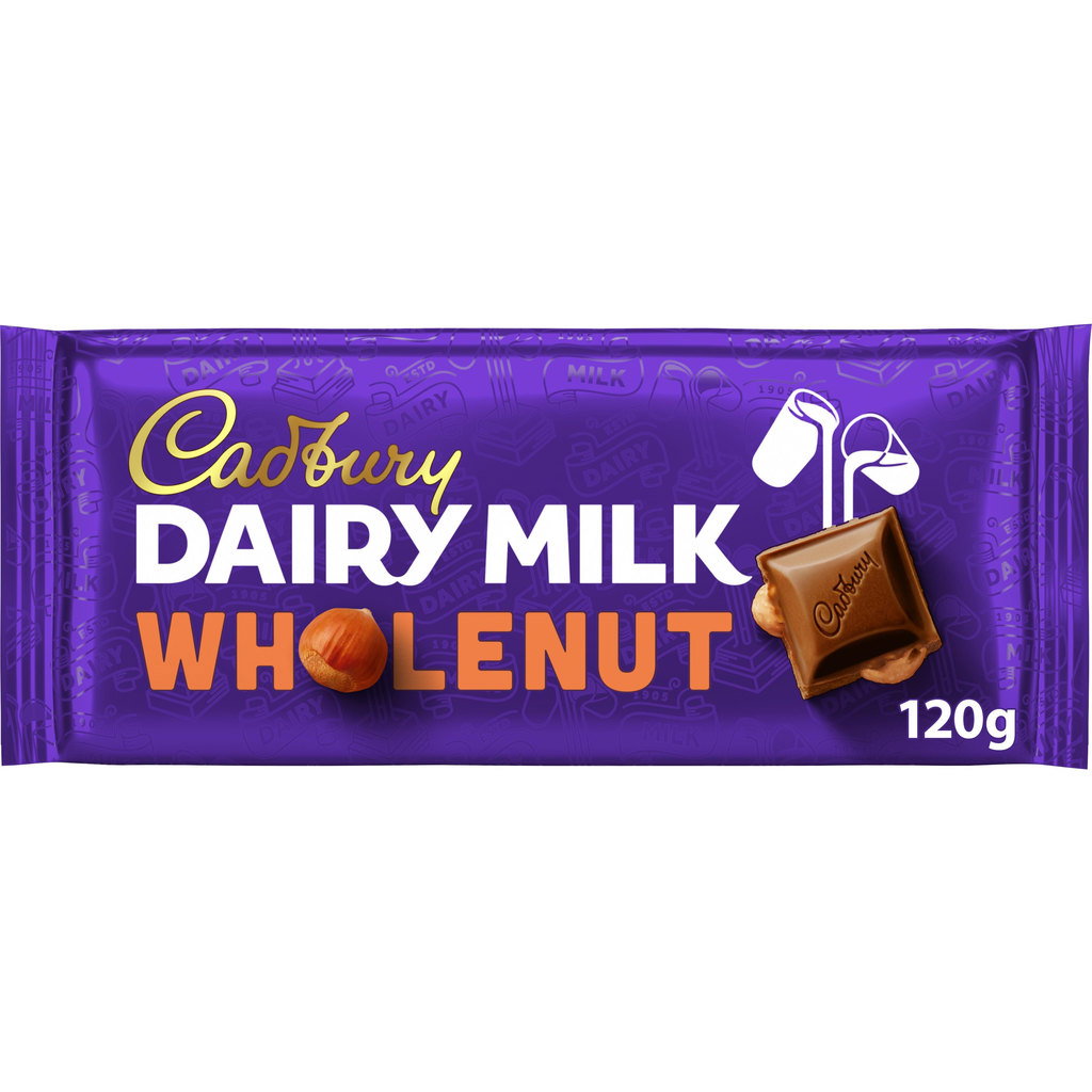 Cadbury Dairy Milk Wholenut Chocolate Bar, 120g
