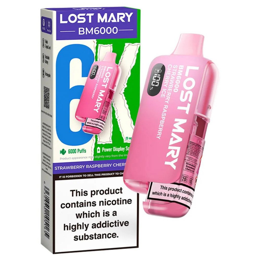 Lost Mary BM6000 Strawberry Raspberry Cherry Ice Vape 20mg