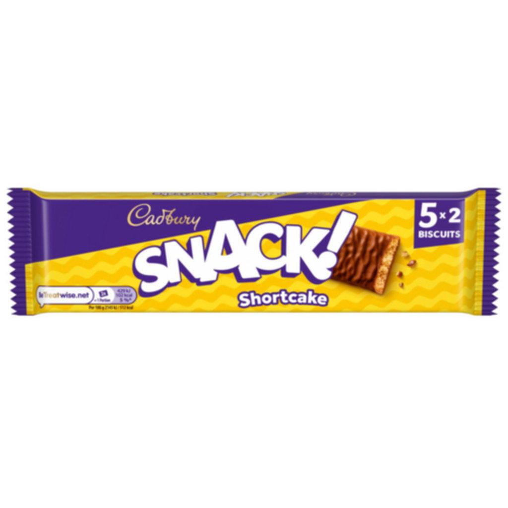 Cadbury Snack Shortcake Chocolate Biscuits, 5 Pack, 100g