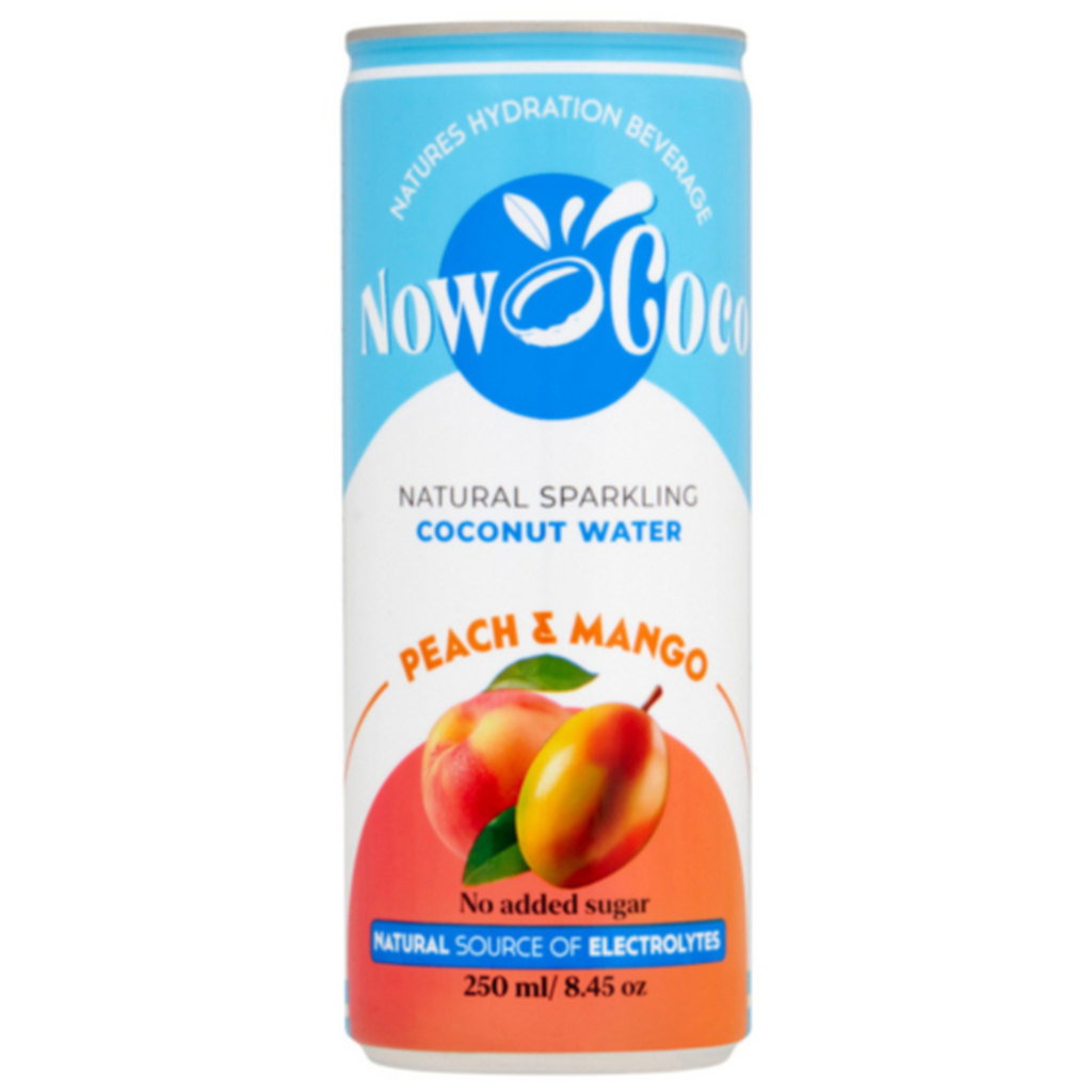 Now Coco Peach & Mango Sparkling Coconut Water, 250ml
