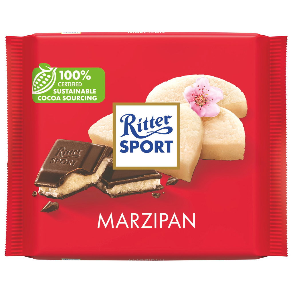 Ritter Sport Marzipan Chocolate Bar, 100g