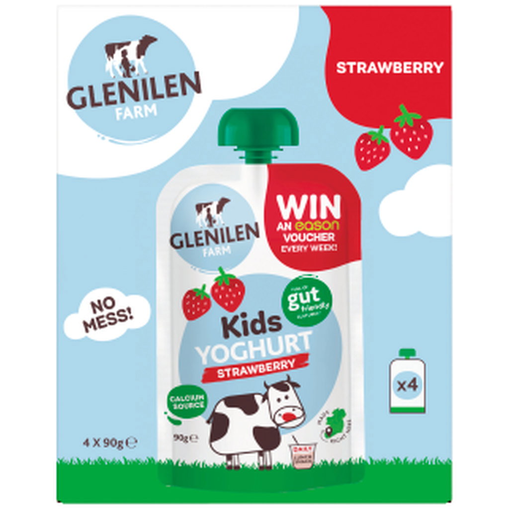 Glenilen Kids Yoghurt Pouch Strawberry 4pk, 4x90g