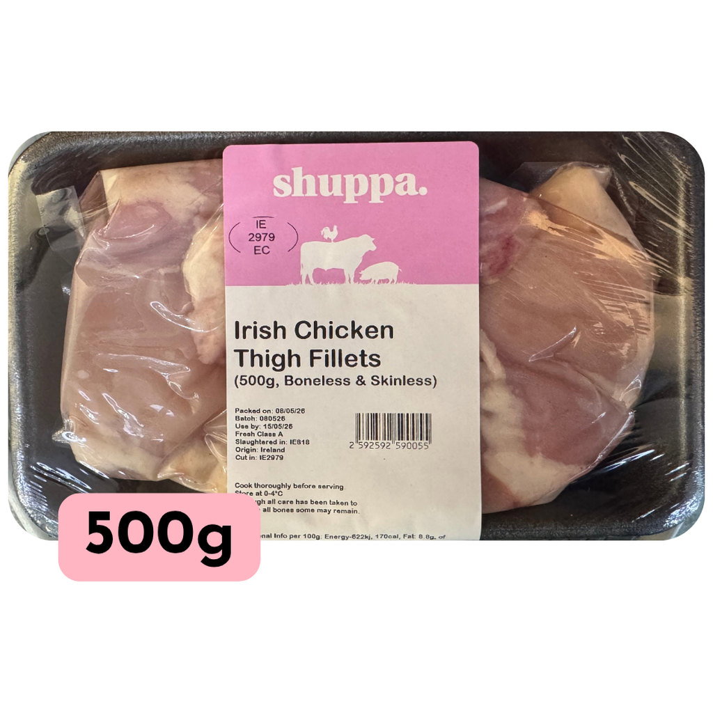 Shuppa Irish Chicken Thigh Fillets (Boneless & Skinless), 500g