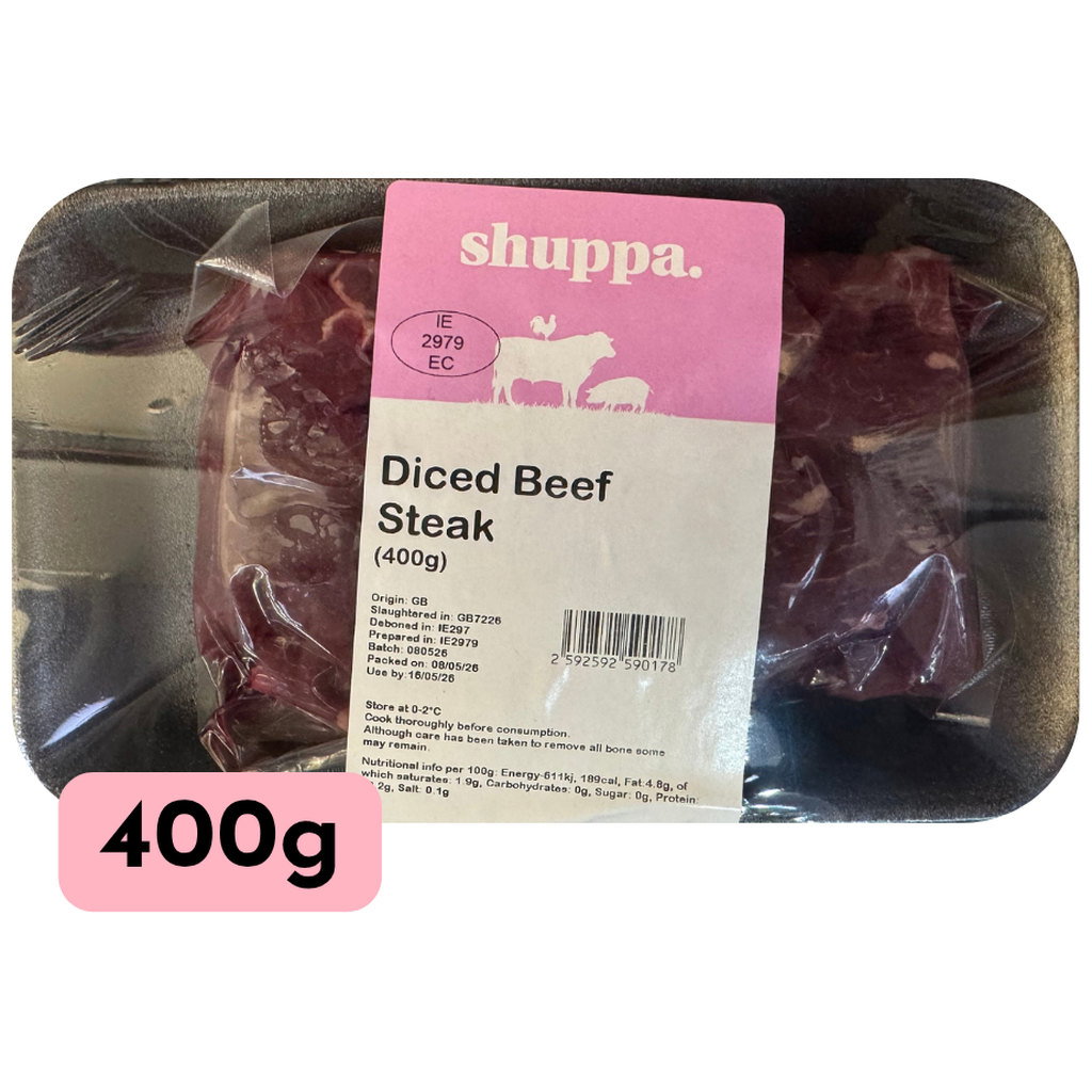 Shuppa Diced Beef Steak, 400g