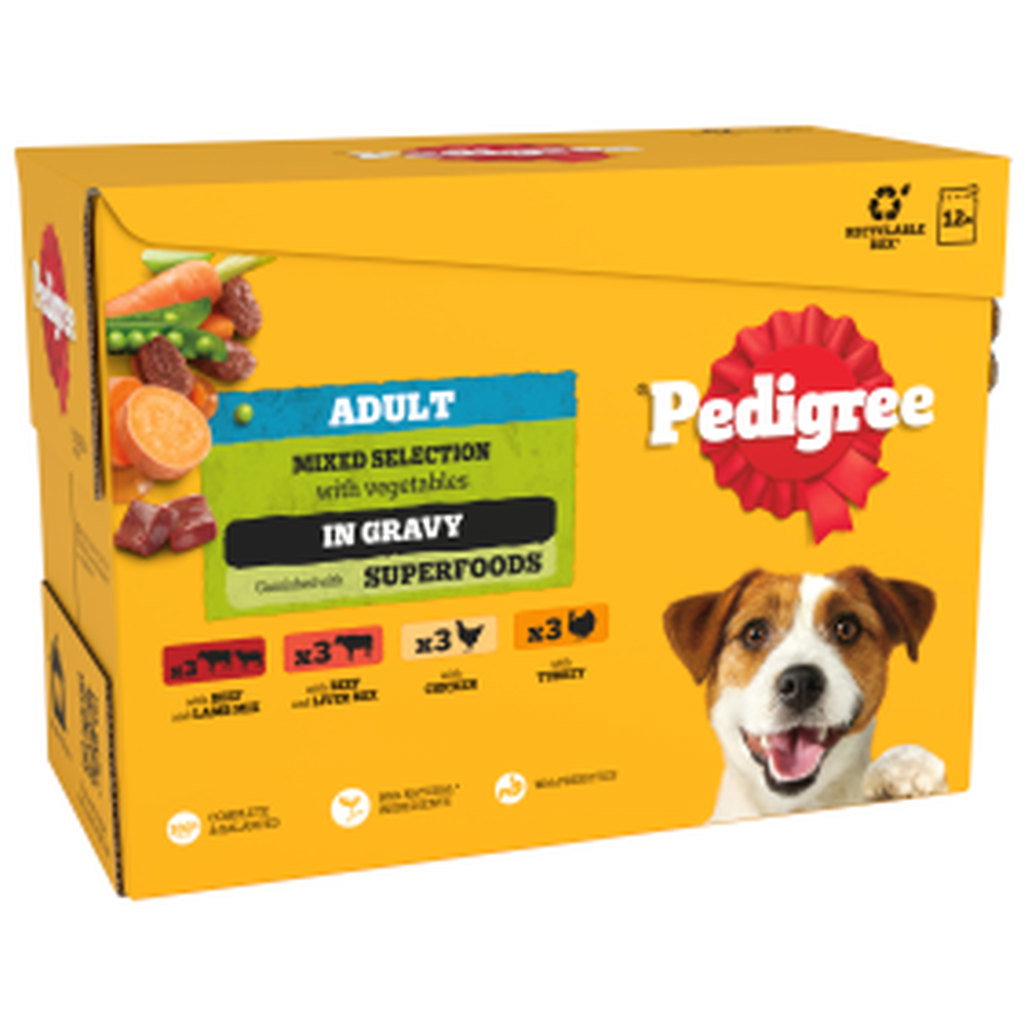 Pedigree Adult Mixed Selection in Gravy Wet Dog Food, 12 x 100g