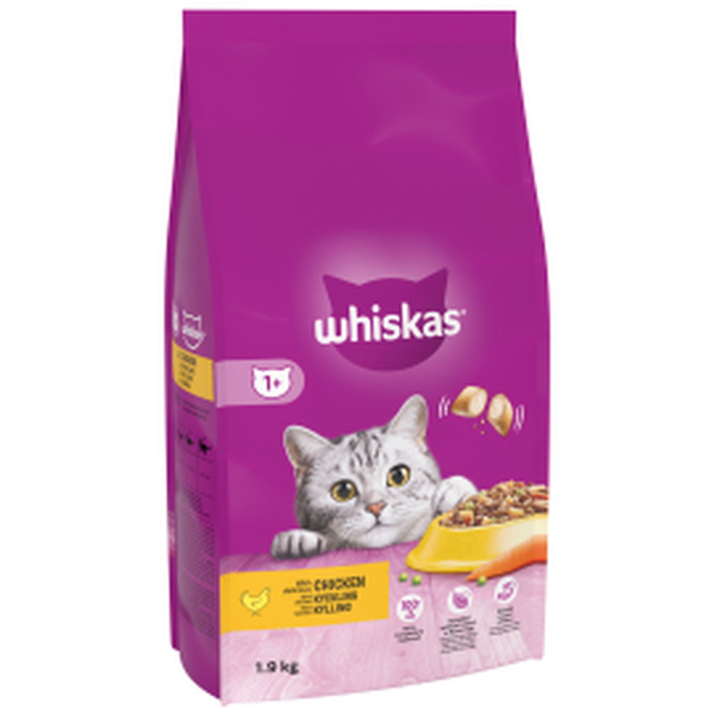 Whiskas Chicken Adult 1+ Dry Cat Food, 1.9kg