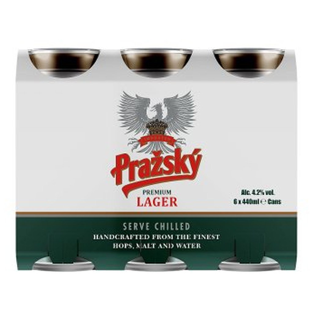 Prazsky Premium Lager Beer Cans, 6 x 440ml