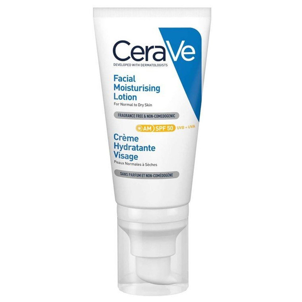 CeraVe AM Facial Moisturising Lotion SPF50 for Normal to Dry Skin, 52ml