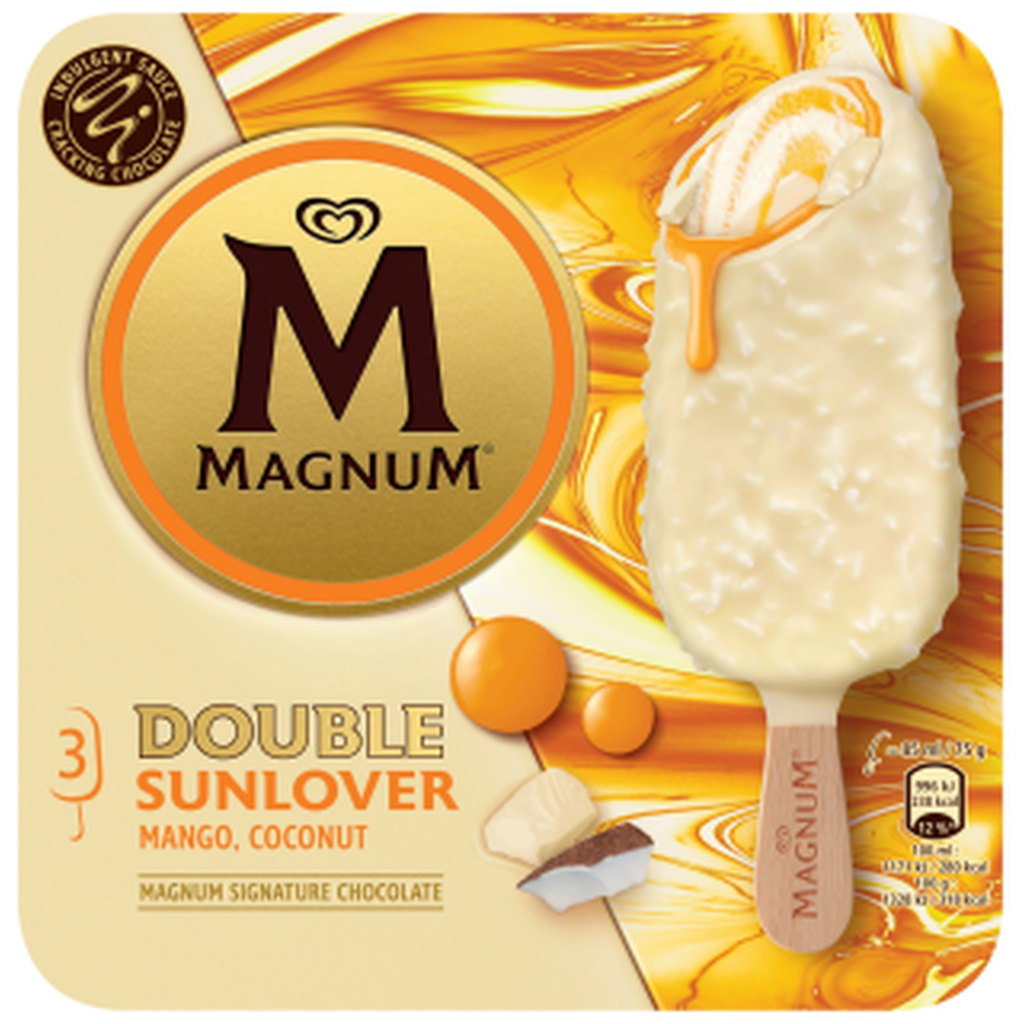 Magnum Double Sunlover White Chocolate Mango & Coconut Ice Cream, 3 x 85ml