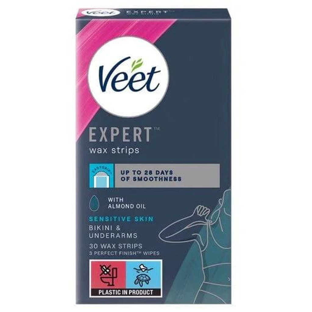 Veet Underarm & Bikini Wax Strips Sensitive, 30pk