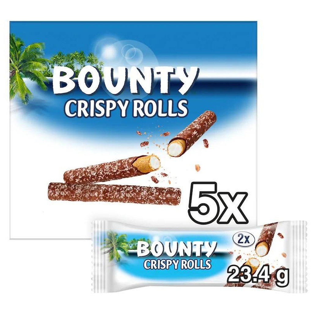Bounty Milk Chocolate Crispy Rolls, 5pk, 117g