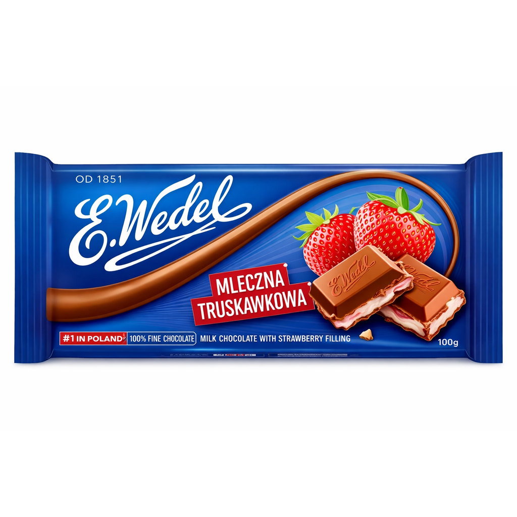 Wedel Chocolate with Strawberry Filling, 100g