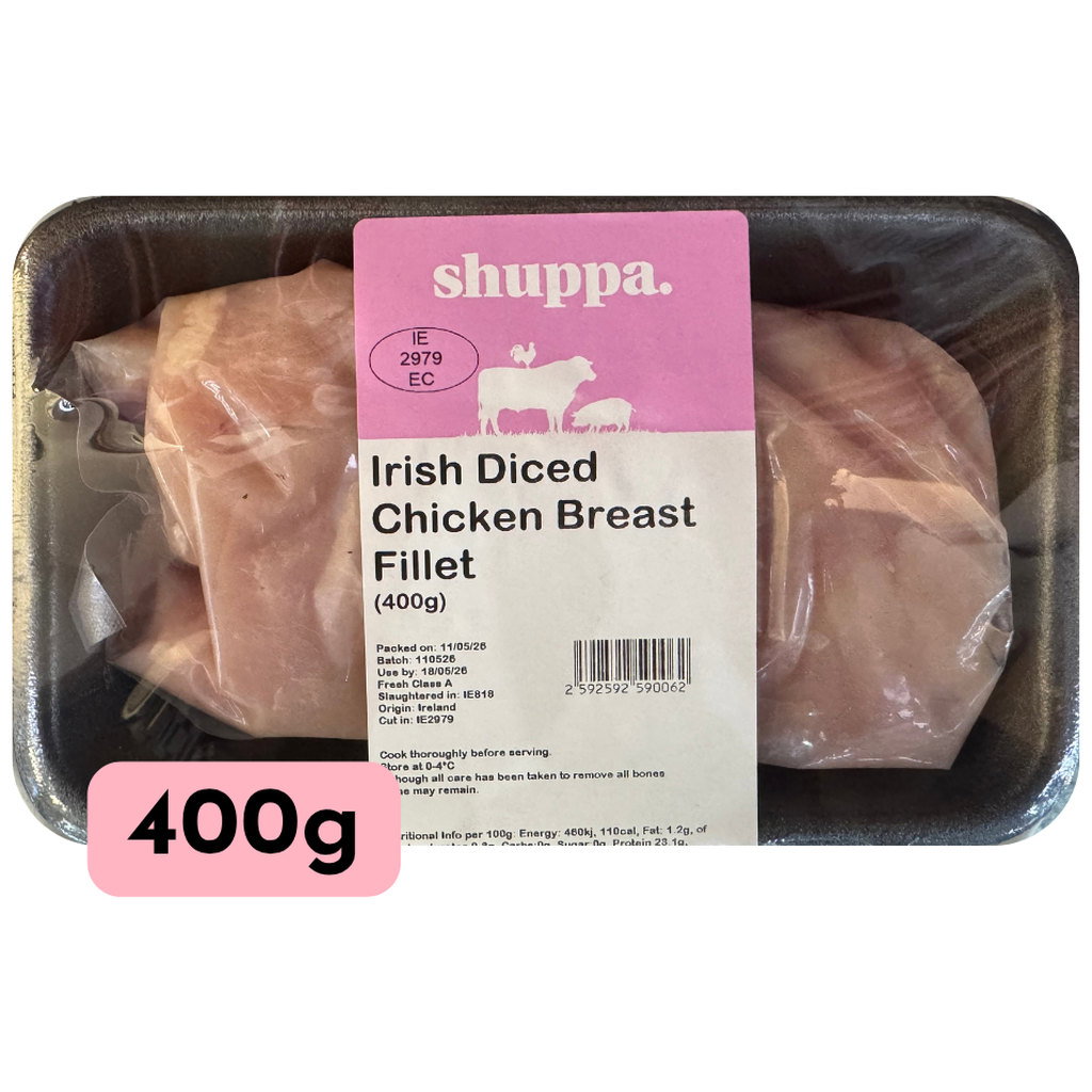 Shuppa Irish Diced Chicken Breast Fillet, 400g