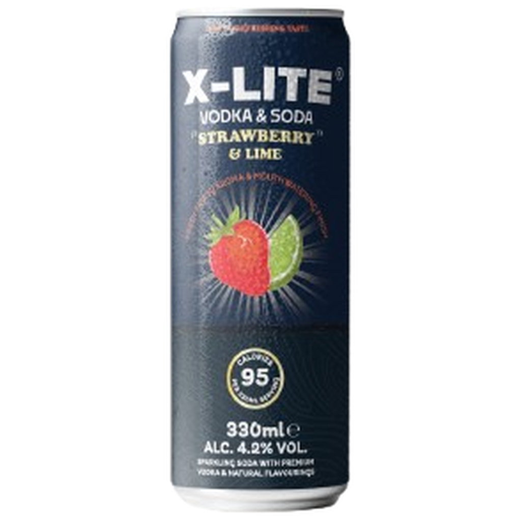 X-Lite Vodka And Soda w. Strawberry & Lime Drink, 330ml