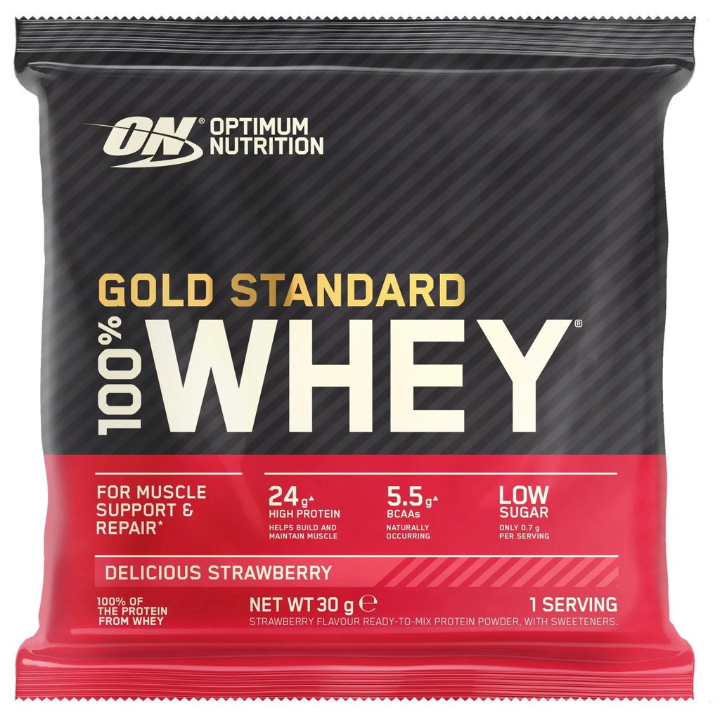 Optimum Nutrition Gold Standard 100% Whey Protein Powder Delicious Strawberry, 30g