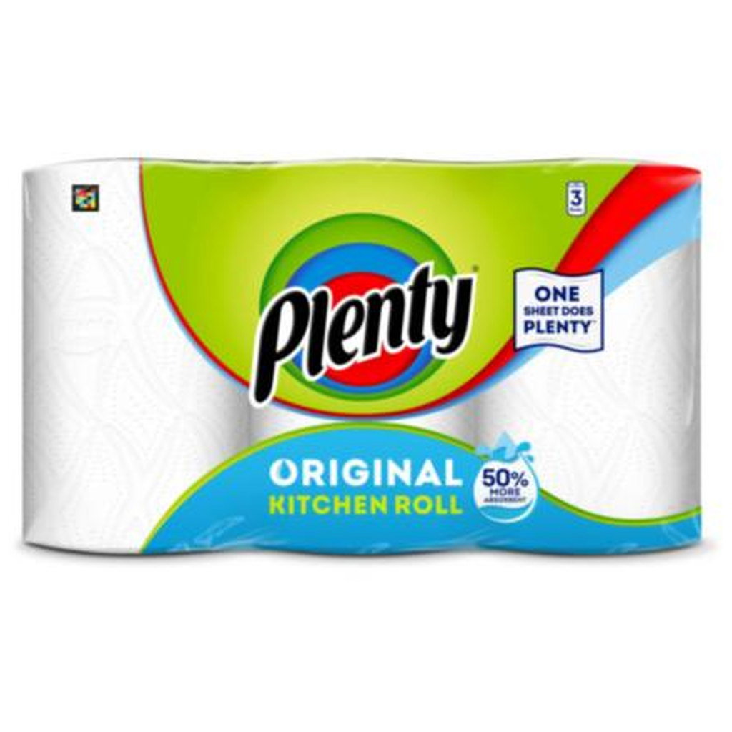 Plenty Large Kitchen Roll Original, 3pk