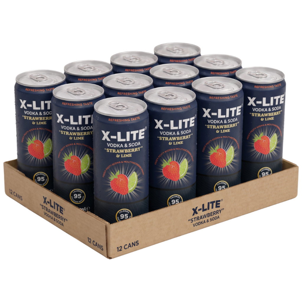 X-Lite Vodka And Soda w. Strawberry & Lime Drink, 12 x 330ml