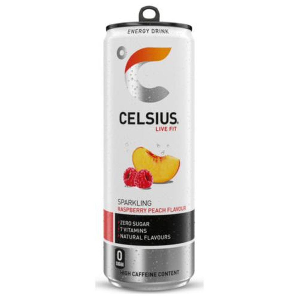 Celsius Energy Drink, Sparkling Raspberry Peach, 355ml
