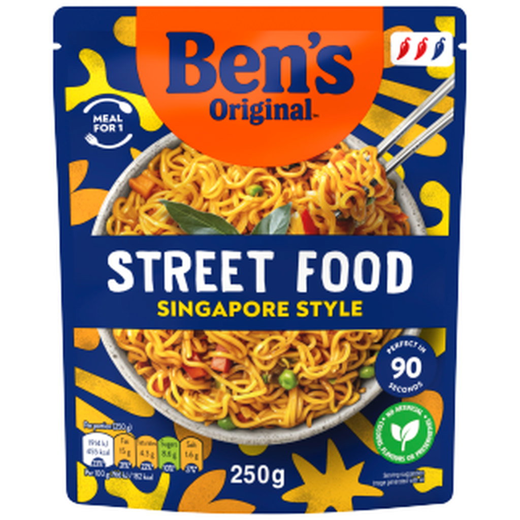 Bens Original Street Food Singapore Microwave Instant Noodles Ready Meal, 250g