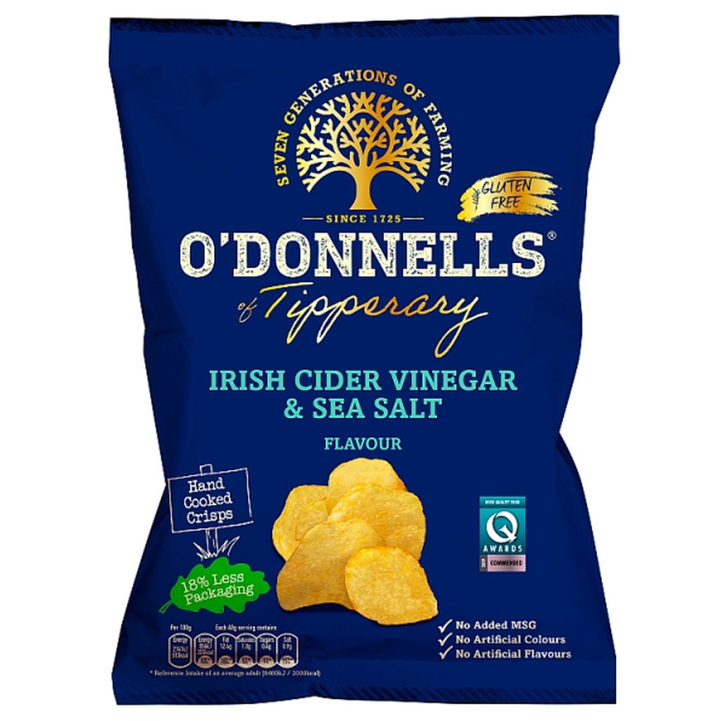 O'Donnells Irish Cider Vinegar & Sea Salt Crisps, 125g