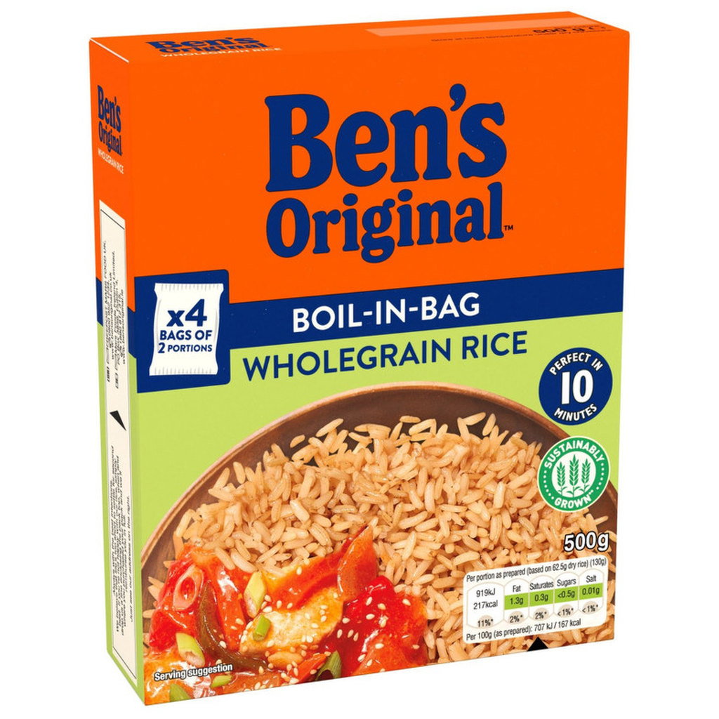 Ben's Original Whole Grain Boil In The Bag Rice, 4 x 125g