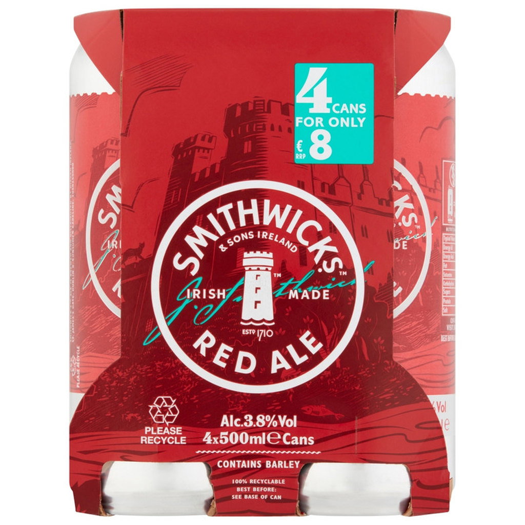 Smithwicks Red Ale Cans, 4 x 500ml