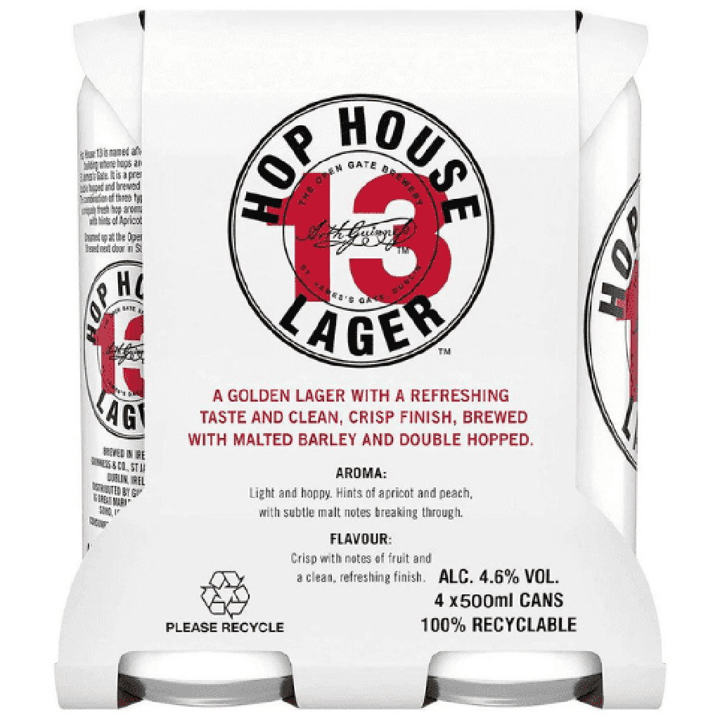 Hop House 13 Lager Can Beer, 4 x 500ml