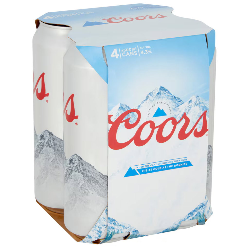 Coors Light Lager Can Beer, 4 x 500ml