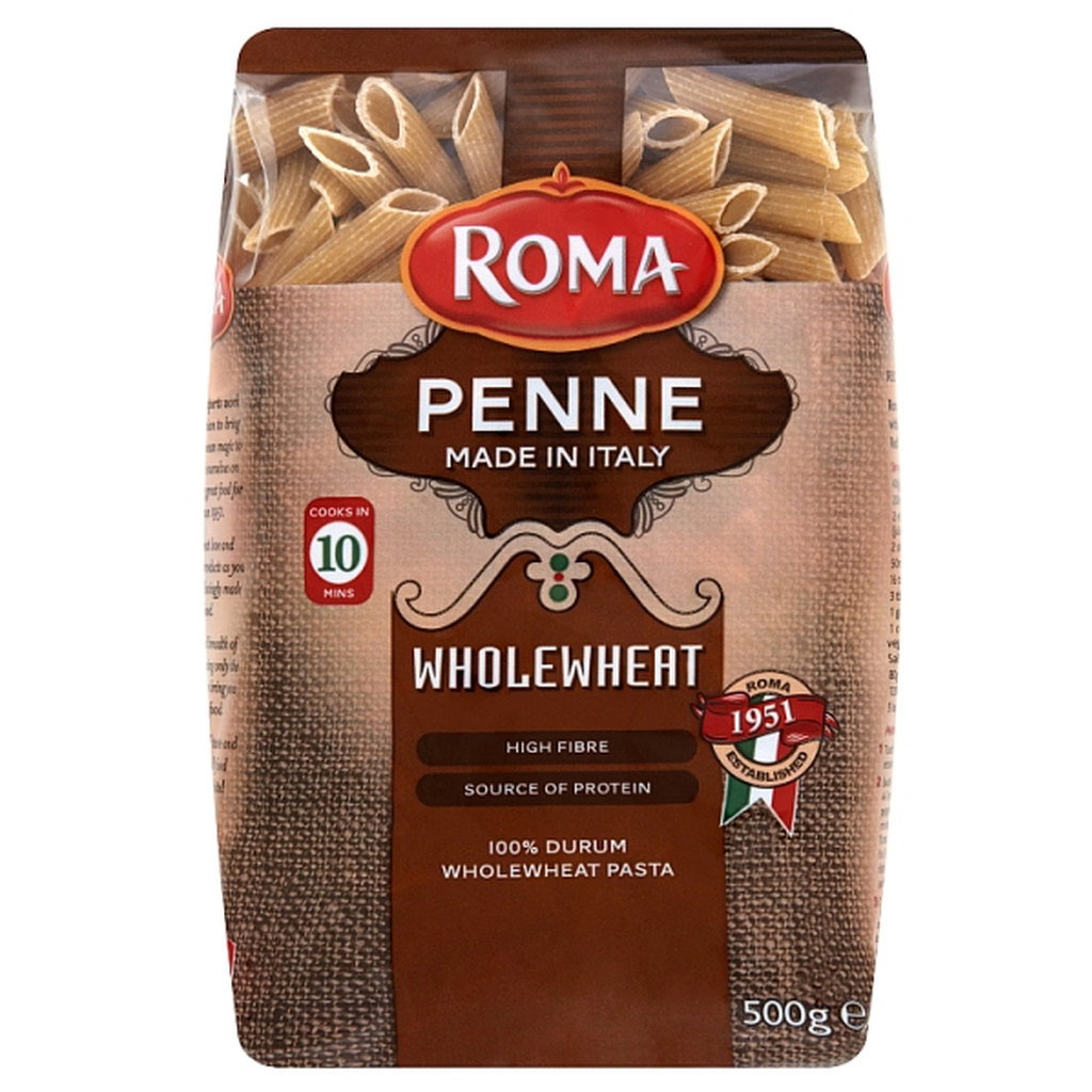 Roma Pasta Whole Wheat Penne, 500g