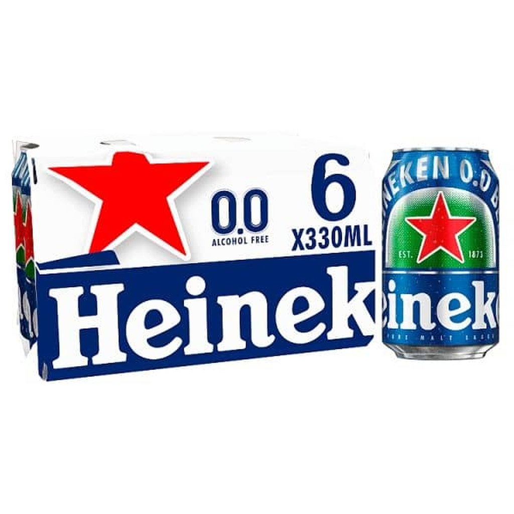 Heineken 0.0% Alcohol Lager Beer, 6 x 330ml Can