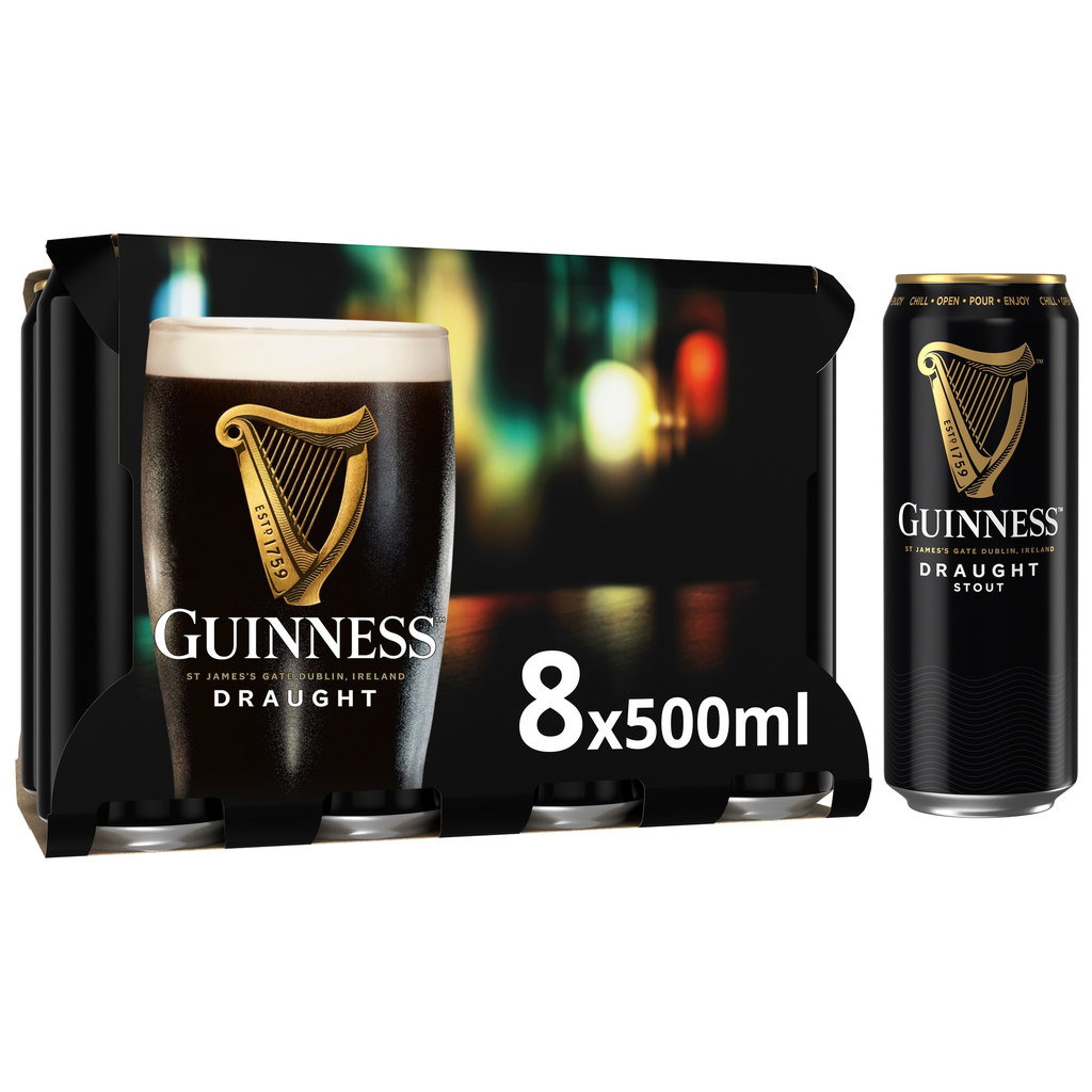 Guinness Draught Stout Cans, 8 x 500ml