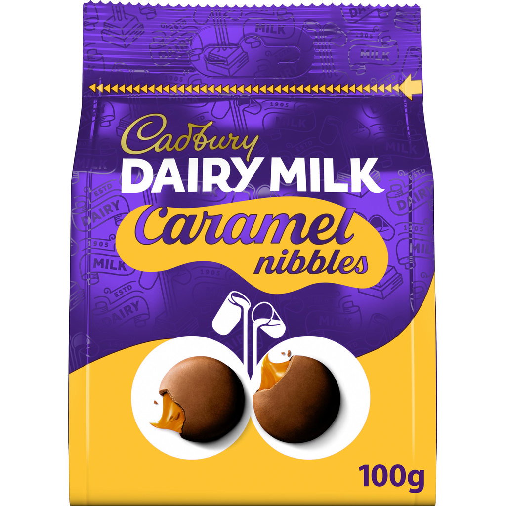 Cadbury Dairy Milk Caramel Chocolate Nibbles Bag, 100g