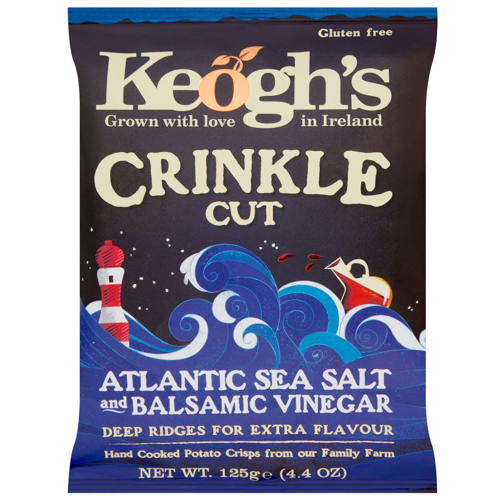 Keogh's Crinkle Cut Crisps Atlantic Sea Salt & Balsamic Vinegar, 125g