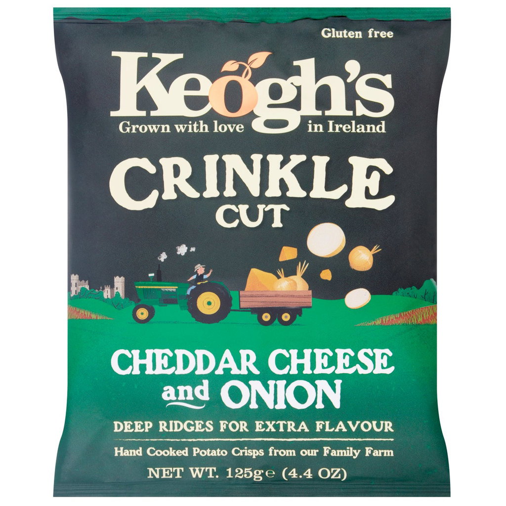 Keogh's Crinkle Cut Crisps Cheddar Cheese & Onion, 125g