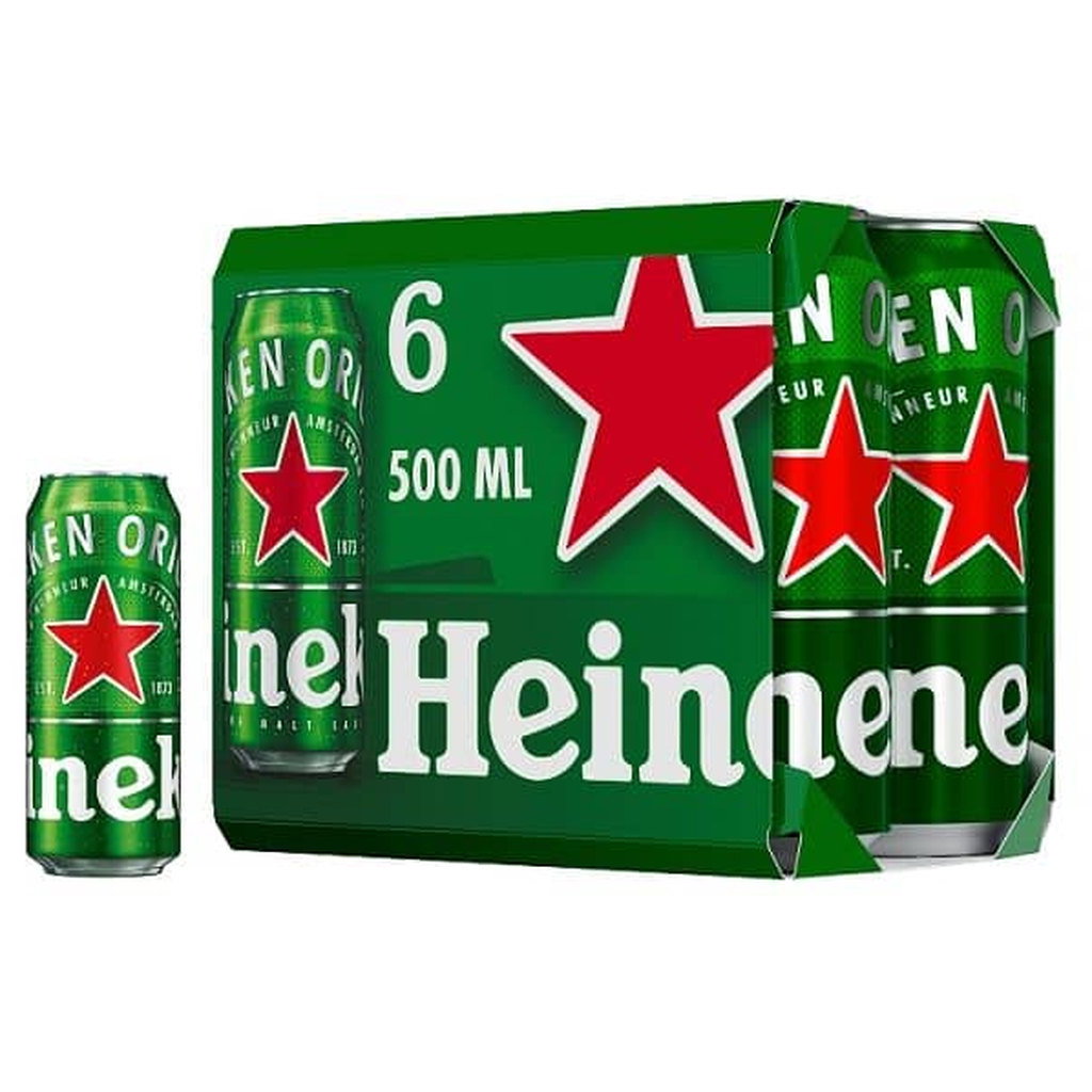 Heineken Lager Beer Cans, 6 x 500ml