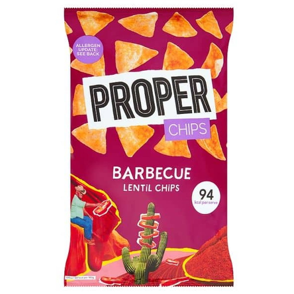 PROPERCHIPS Barbeque Lentil Chips, 85g